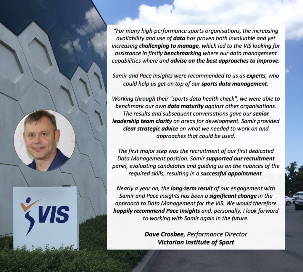 Victorian Institute of Sport testimonial image